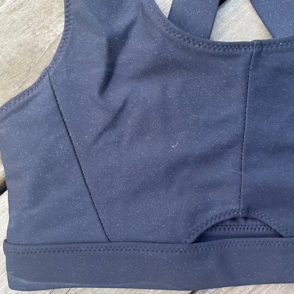 SOUL CYCLE Black Shimmer Half moon Bra NWT $58  size small